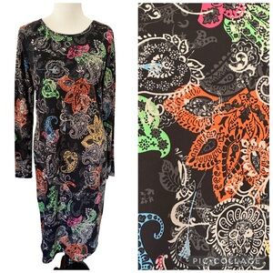 LuLaRoe Sz L Debbie Paisley Long Sleeve Dress Amazing